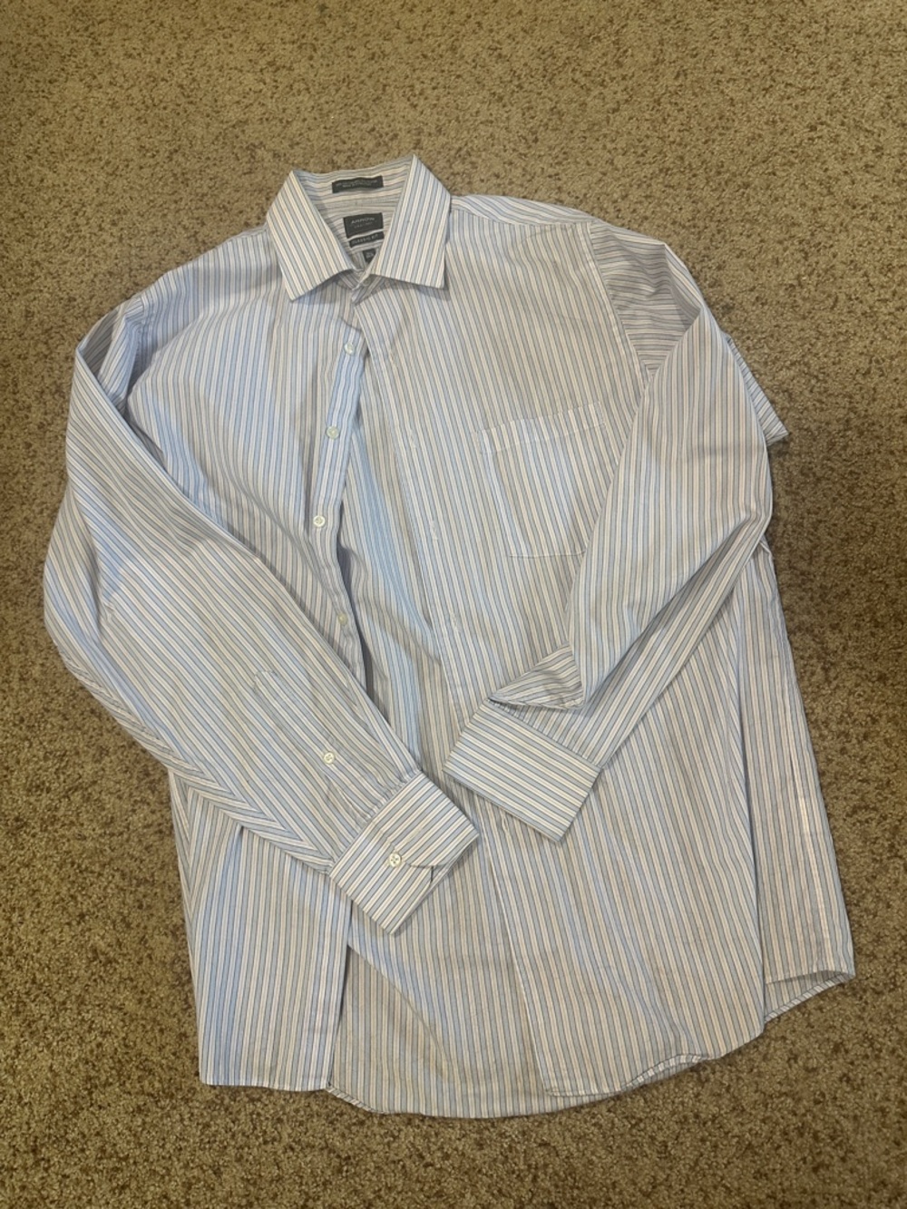 Arrow Men's Blue and White Striped Dress Shirt